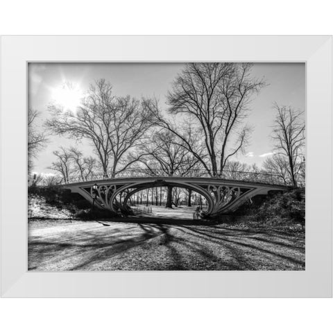 Walkway bridge in Central park, New York, FTBR-1920 White Modern Wood Framed Art Print by Frank, Assaf