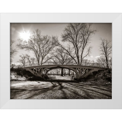 Walkway bridge in Central park, New York, FTBR-1921 White Modern Wood Framed Art Print by Frank, Assaf