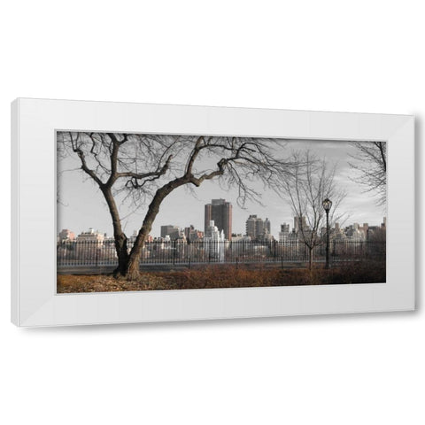 Lower Manhattan cityscape from Central park, New York White Modern Wood Framed Art Print by Frank, Assaf