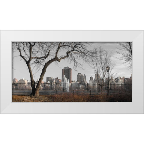 Lower Manhattan cityscape from Central park, New York White Modern Wood Framed Art Print by Frank, Assaf