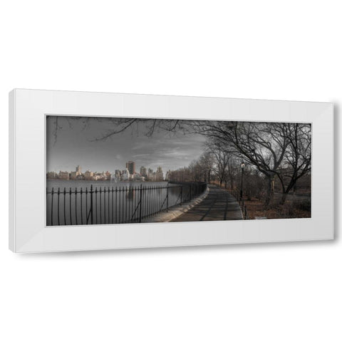 Lower Manhattan cityscape from Central park, New York White Modern Wood Framed Art Print by Frank, Assaf