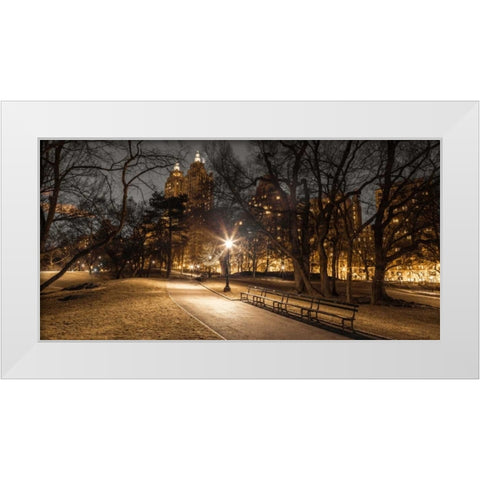 Central park in evening, New York White Modern Wood Framed Art Print by Frank, Assaf