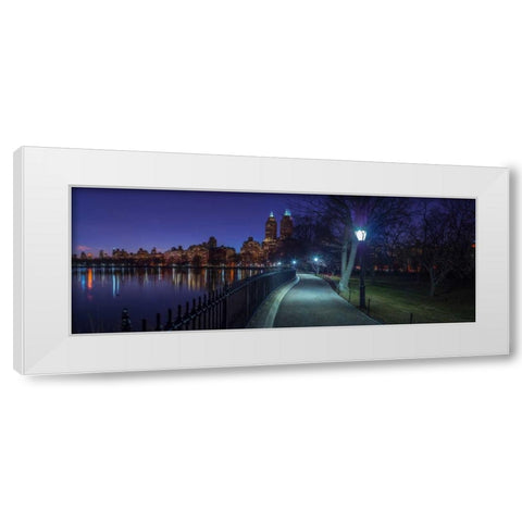 Central park in evening, New York White Modern Wood Framed Art Print by Frank, Assaf