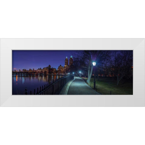Central park in evening, New York White Modern Wood Framed Art Print by Frank, Assaf