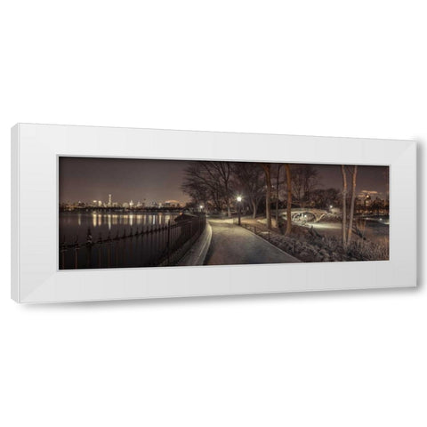 Central park in evening, New York White Modern Wood Framed Art Print by Frank, Assaf