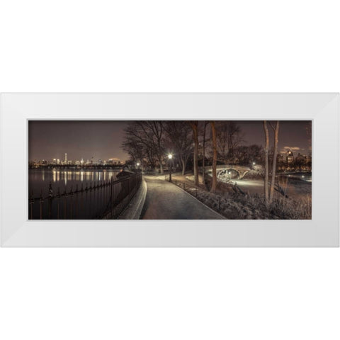 Central park in evening, New York White Modern Wood Framed Art Print by Frank, Assaf