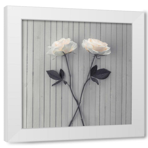 Roses on table White Modern Wood Framed Art Print by Frank, Assaf