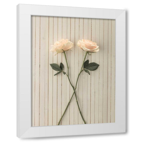 Roses on table White Modern Wood Framed Art Print by Frank, Assaf