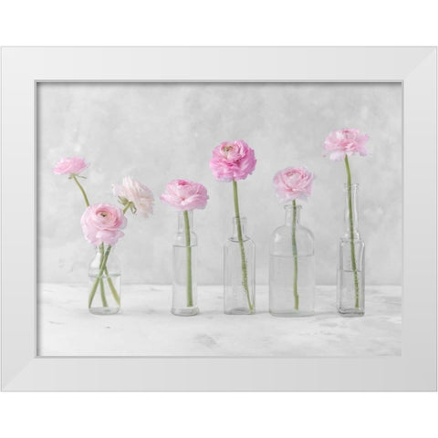 Tulips and Daffodils in glass bottles White Modern Wood Framed Art Print by Frank, Assaf