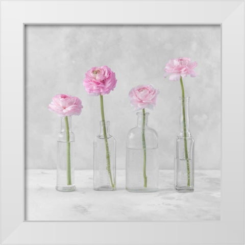 Tulips in glass bottles White Modern Wood Framed Art Print by Frank, Assaf