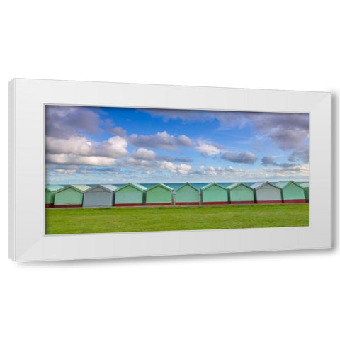 Beach huts in a row White Modern Wood Framed Art Print by Frank, Assaf