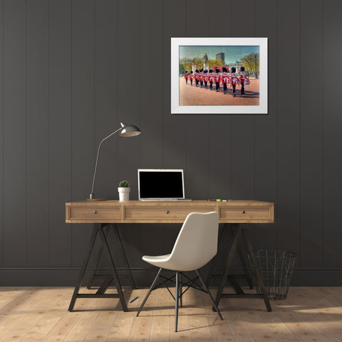 Changing the Guard, Buckingham Palace, London White Modern Wood Framed Art Print by Frank, Assaf