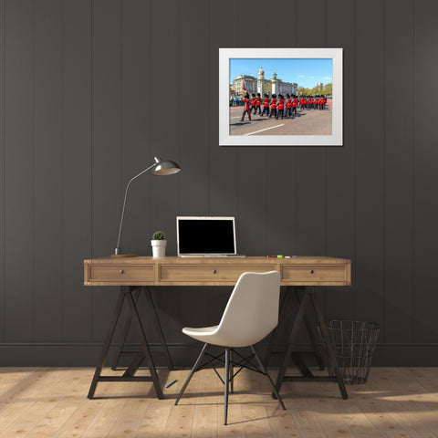 Changing the Guard, Buckingham Palace, London White Modern Wood Framed Art Print by Frank, Assaf