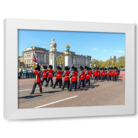 Changing the Guard, Buckingham Palace, London White Modern Wood Framed Art Print by Frank, Assaf