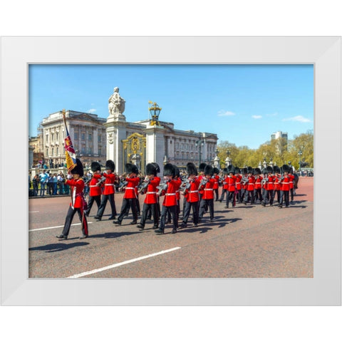 Changing the Guard, Buckingham Palace, London White Modern Wood Framed Art Print by Frank, Assaf