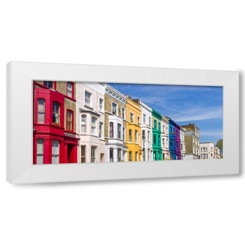 Colorful buildings on Portobello Road, London White Modern Wood Framed Art Print by Frank, Assaf