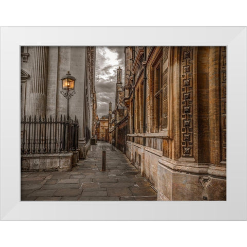 Narrow lane in Cambridge White Modern Wood Framed Art Print by Frank, Assaf