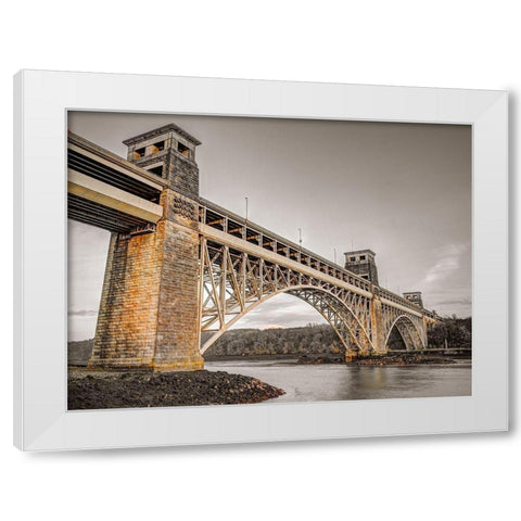 Britania bridge in Conwy-North Wales White Modern Wood Framed Art Print by Frank, Assaf