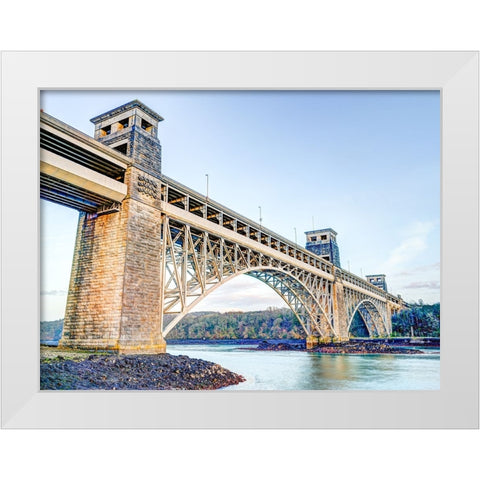 Britania bridge in Conwy, North Wales White Modern Wood Framed Art Print by Frank, Assaf