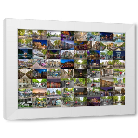 Collage of Amsterdam White Modern Wood Framed Art Print by Frank, Assaf