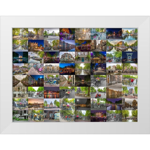 Collage of Amsterdam White Modern Wood Framed Art Print by Frank, Assaf