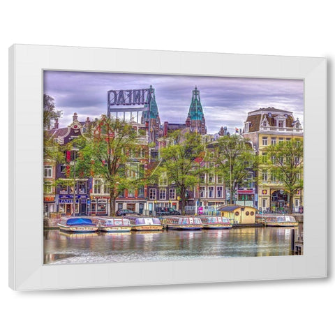 Amsterdam waterfront White Modern Wood Framed Art Print by Frank, Assaf