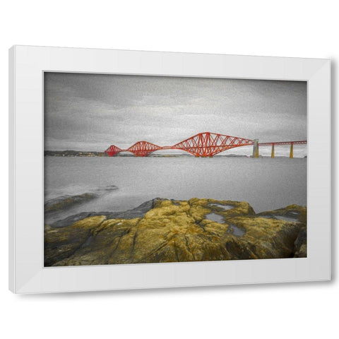 Forth Rail Bridge, Scotland White Modern Wood Framed Art Print by Frank, Assaf