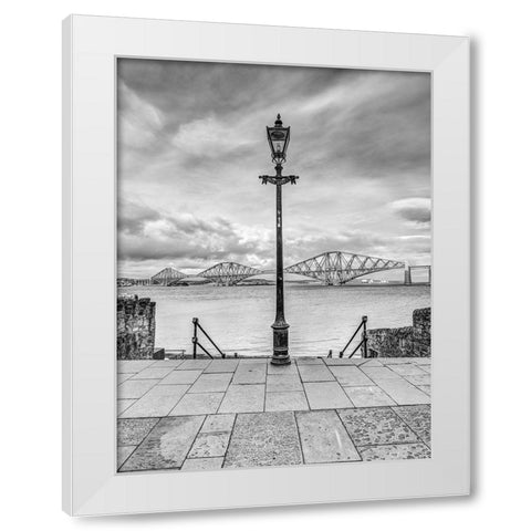 Forth Rail Bridge and lamp post, Scotland, FTBR-1812 White Modern Wood Framed Art Print by Frank, Assaf