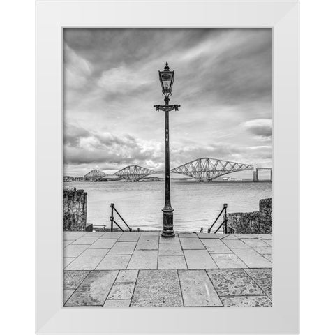 Forth Rail Bridge and lamp post, Scotland, FTBR-1812 White Modern Wood Framed Art Print by Frank, Assaf