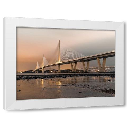 Queensferry Crossing in the evening, Scotland, FTBR-1924 White Modern Wood Framed Art Print by Frank, Assaf