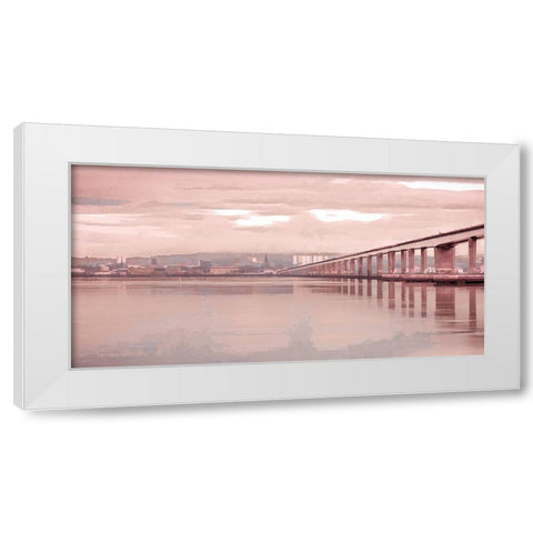 Tay Road Bridge over river Tay-Dundee-Scotland White Modern Wood Framed Art Print by Frank, Assaf