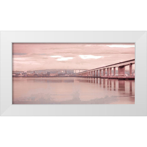 Tay Road Bridge over river Tay-Dundee-Scotland White Modern Wood Framed Art Print by Frank, Assaf