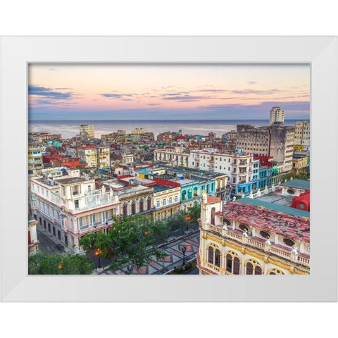 Havana from above White Modern Wood Framed Art Print by Frank, Assaf