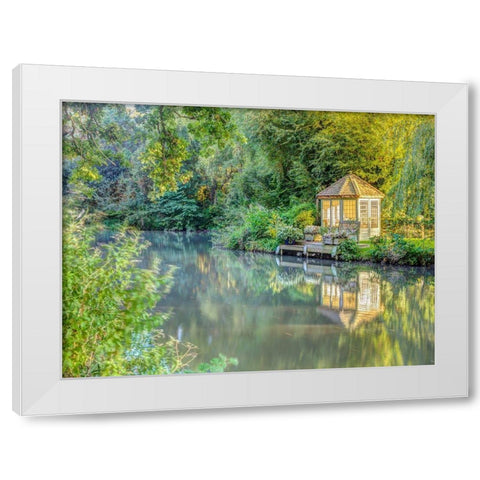 Gazebo by Basingstoke canal White Modern Wood Framed Art Print by Frank, Assaf