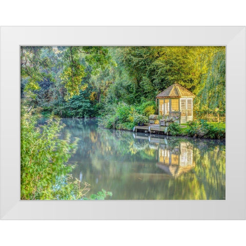 Gazebo by Basingstoke canal White Modern Wood Framed Art Print by Frank, Assaf