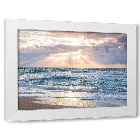 Sunset at seaside White Modern Wood Framed Art Print by Frank, Assaf