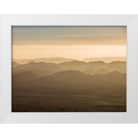 Ramon Crater-Negev-Israel White Modern Wood Framed Art Print by Frank, Assaf