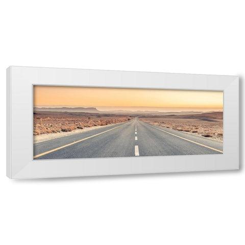Desert road in Israel White Modern Wood Framed Art Print by Frank, Assaf