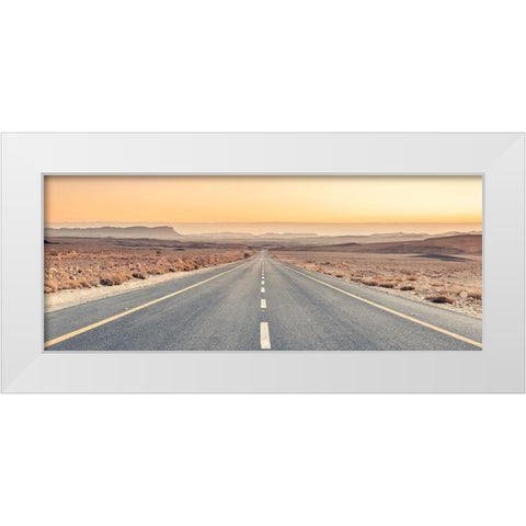 Desert road in Israel White Modern Wood Framed Art Print by Frank, Assaf