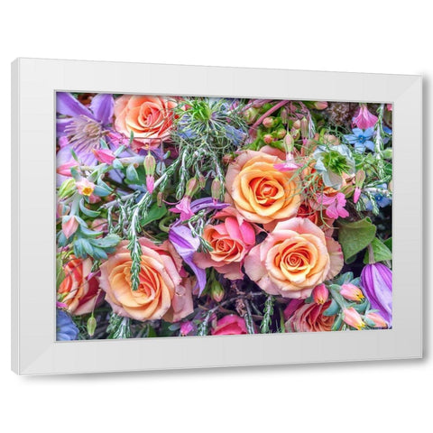 Roses and mixed flowers White Modern Wood Framed Art Print by Frank, Assaf
