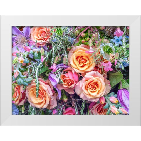 Roses and mixed flowers White Modern Wood Framed Art Print by Frank, Assaf