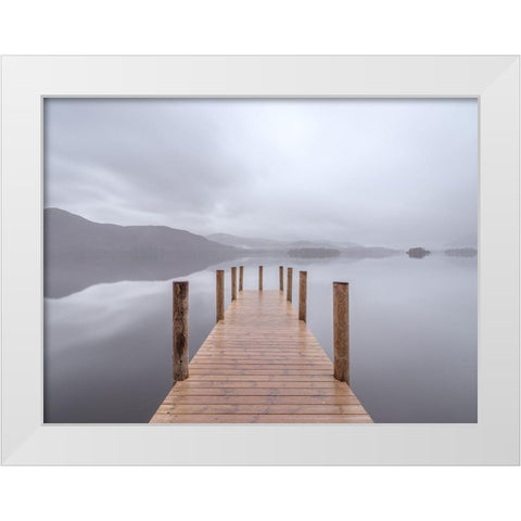 Wooden pier on the lake White Modern Wood Framed Art Print by Frank, Assaf
