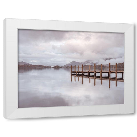 Derwentwater pier White Modern Wood Framed Art Print by Frank, Assaf