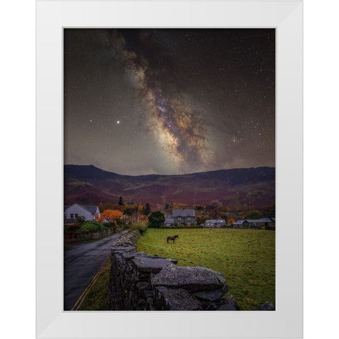 Horse under the stras, Grange, Borrowdale,-District White Modern Wood Framed Art Print by Frank, Assaf