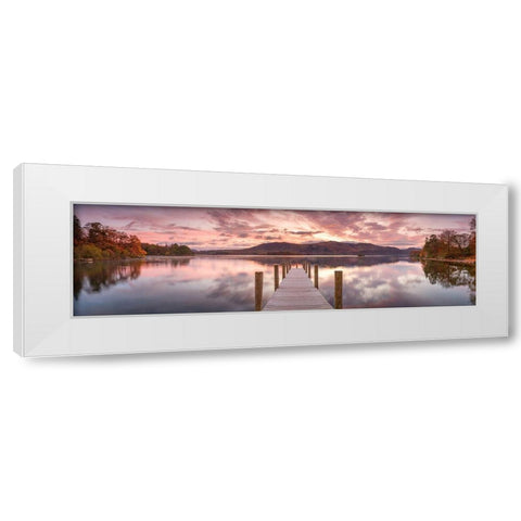 Derwentwater pier White Modern Wood Framed Art Print by Frank, Assaf