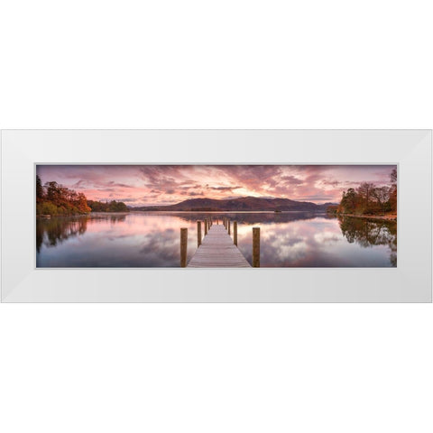 Derwentwater pier White Modern Wood Framed Art Print by Frank, Assaf