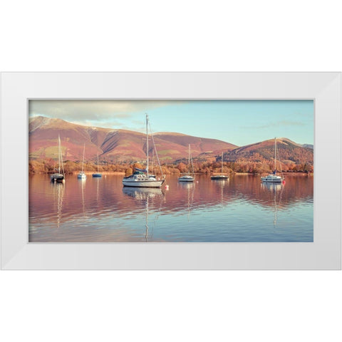 Sail boats in Lake White Modern Wood Framed Art Print by Frank, Assaf