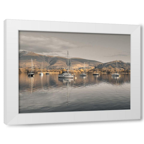 Sailing boats at Derwentwater White Modern Wood Framed Art Print by Frank, Assaf