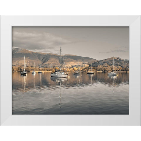 Sailing boats at Derwentwater White Modern Wood Framed Art Print by Frank, Assaf