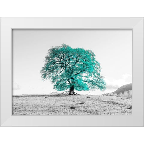 Tree on a hill White Modern Wood Framed Art Print by Frank, Assaf